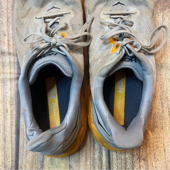 Hoka Gray and Yellow Athletic Shoes with Cushioned Sole size 13D - Picture 8 of 8